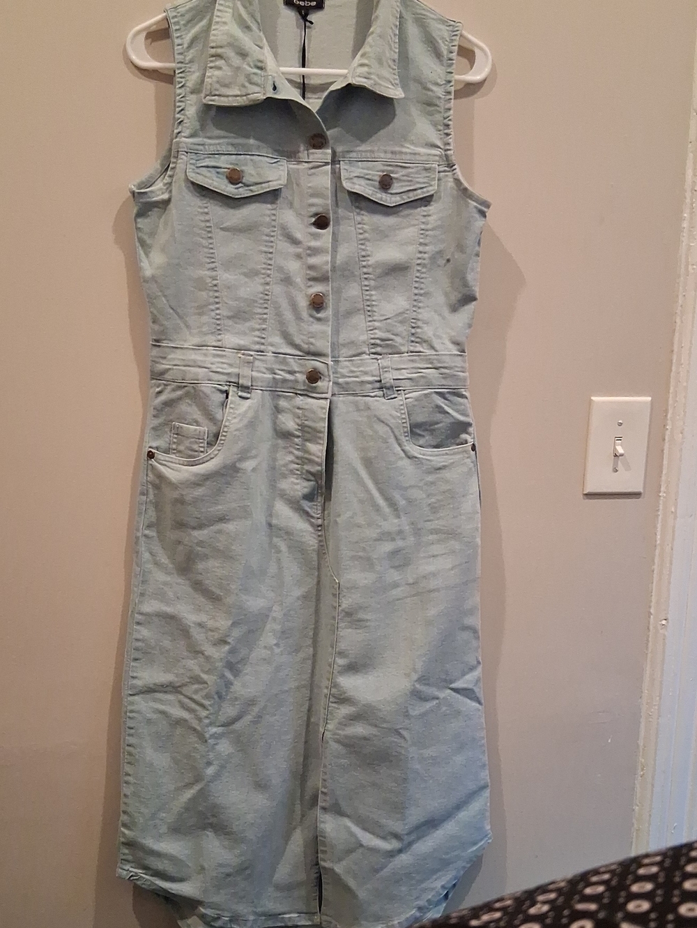 Denim Sleeveless Midi Shirt Dress